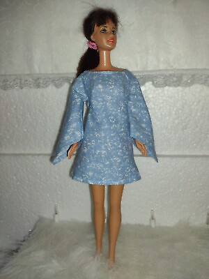 #ad Fits Barbie Dress Retro Look Handmade Blue White CHIC Fashion Dress 11.5” Doll