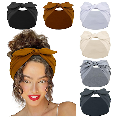 #ad 6 Pack Bow Headbands for Women 7’’ Extra Wide Head Bands for Women’s Hair Non Sl