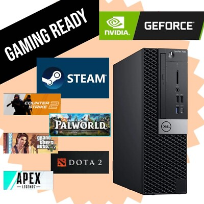 #ad Gaming Dell Desktop Computer PC i7 8700 NVIDIA GT up to 32GB RAM 2GB SSD W11 BT