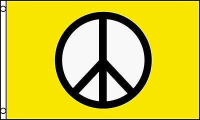 #ad YELLOW PEACE SIGN 3X5 FLAG inside or outside hanging hippie novelty emblem #603