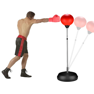 #ad Reflex Boxing Bag w Stand Adjustable Freestanding Speed Training Ball w Glove