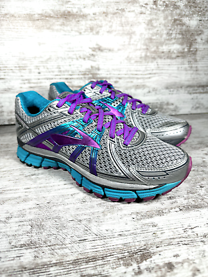 #ad Womens Brooks GTS 17 Gray Purple Teal Running Shoes Sz 7.5B Athletic Gym