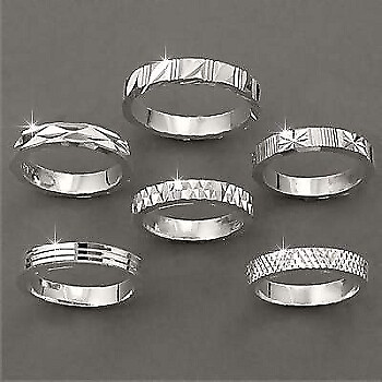 #ad Sterling Silver Band Assorted Rings $39.84
