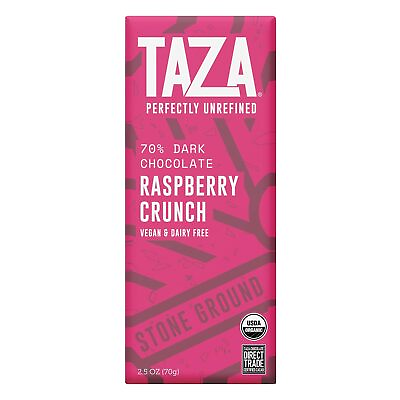 #ad Taza Chocolate Stone Ground Organic Dark Bar Raspberry Crunch 2.5 Oz