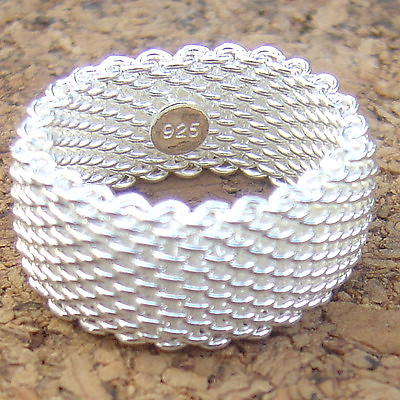 #ad Genuine 925 Sterling Silver Hallmarked Mesh Band Ring with 925 stamp size 3 11