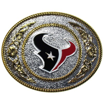 #ad Houston Texans Large Two Toned Metal Belt Buckle NFL Licensed Football