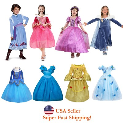 #ad Sleeping Beauty Rapuzel Bella Cinderella Esla Anna Princess Costume Girls Dress $19.98