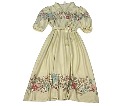 #ad Vintage Size 13 Floral Dress Midi Polyester Half Sleeve Modest Secretary Retro