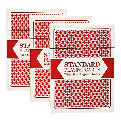 #ad BryBelly Standard Playing Cards Wide Size 52 Cards 2 Jokers 3 Red Decks