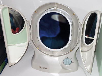 #ad REVLON Lighted Makeup Mirror Vanity Flip Side 5x Magnifying RV 964 Vintage