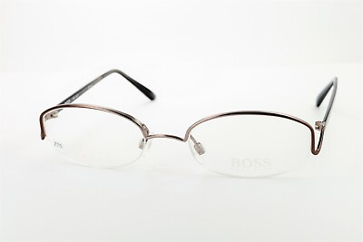 #ad HUGO BOSS HB11537 BR Brown 49 19 130 Half Rim Eyeglass Frames ITALY Z70