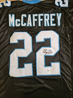 #ad Christian McCaffrey Signed Carolina Panthers Nike Black Jersey Beckett Coa BAS