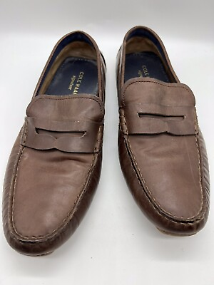 #ad Cole Haan Penny Loafer Brown Driving Mens Shoes Leather 11 M Rubber Sole