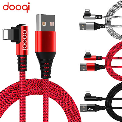 #ad 8Pin iOS USB Fast Charging Elbow Data Cable Cord 90 Degree Angle Braided Rope $8.49
