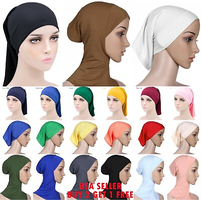 #ad Plain Muslim Head scarf Inner Hijab Caps Islamic Underscarf Ninja Scarf hat