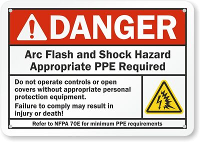 #ad Arc Flash Danger Safety Aluminum Weatherproof 12quot; x 18quot; Sign p006412