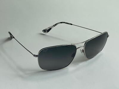 #ad Maui Jim Breezeway Polarized Titanium Sunglasses G773 17 Silver Gray Display