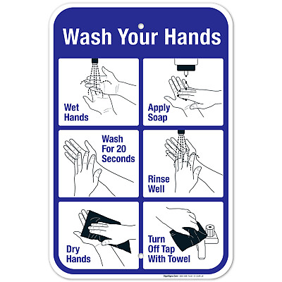 #ad Hand Washing Sign 6 Steps Hand Washing Sign