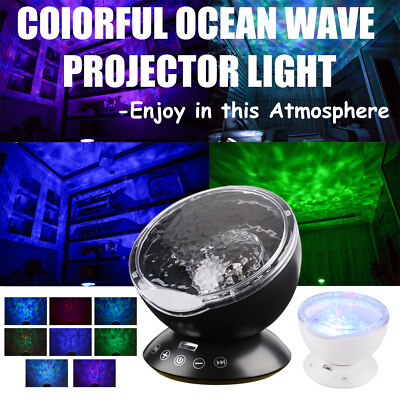 #ad Rotating Ocean Wave Music Projector LED Night Light 8 Colors Remote Control Lamp