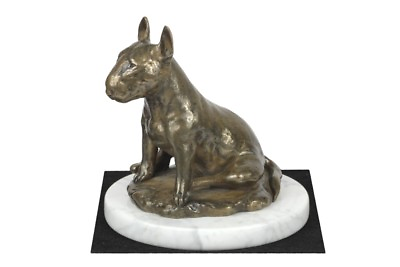 #ad Bull Terrier Type 3 Figurine with A Dog On White Marble Art Dog