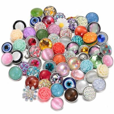 #ad 50pcs lot 18mm Snap Button Mixed Patter Theme Snap Charms For Snap Jewelry HM003