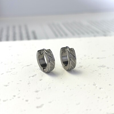 #ad Titanium Steel Small Hoop Earrings for Men WomenUnisex Punk Hip Hop Earrings $11.99