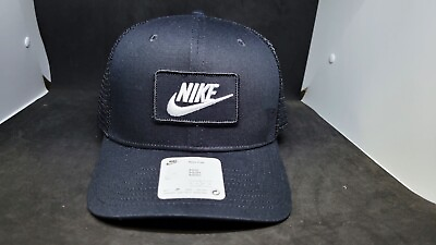 #ad Nike Just Do it Unisex Rise Snapback Trucker Cap Hat FV5543 010 Black White
