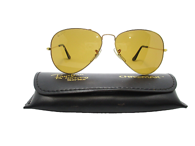 #ad Bamp;L Ray Ban W1661 CHROMAX Aviator Sunglasses Gold Frame USA 58mm Vintage Rare