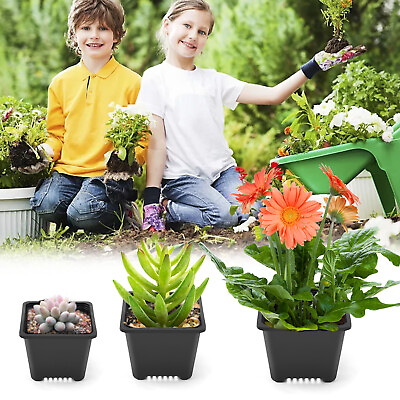 #ad 10PCS Plastic Seedling Pots Nursery Seeds Starting Plants Flower Cuttings Square