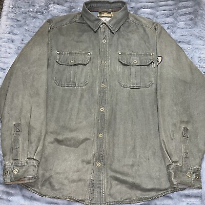 #ad Legendary Whitetails Journeyman Shirt Jacket Large Green Flannel Lined Snap