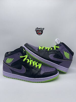 #ad Nike Air Jordan 1 Retro Joker Black Purple Electric Green 136065 021 Size 14
