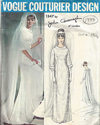 #ad 1964 Vintage VOGUE Sewing Pattern B36 WEDDING DRESS GOWN 1777 BY JOHN CAVANAGH
