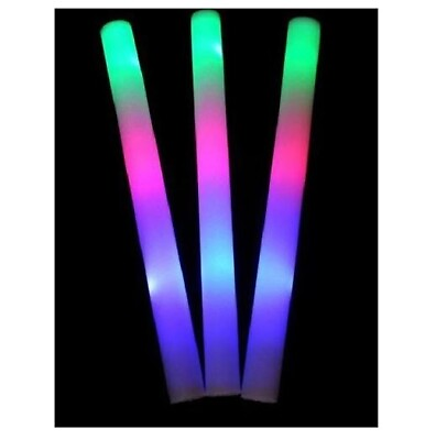 #ad 100 PCS LED Light Up Foam Sticks Baton Wands Party Rave Tube Soft Glow Wand
