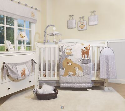 #ad 12PCS Enchanted Forest Woodland Baby Nursery Crib Bedding Sets