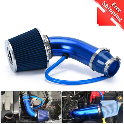 #ad 3quot; Cold Air Intake Filter Pipe Power Flow Hose System Induction Blue For Hyundai