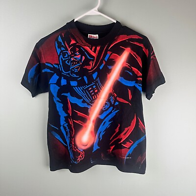 #ad Vintage Star Wars Darth Vader Yth Large Fits Md T Shirt Black 1996 Single Stitch