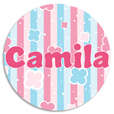 #ad Camila 25 Pack Circle Stickers 3 Inch Name Tag Water Bottle School Supplies $15.99
