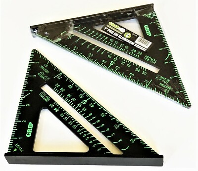 #ad 2 GRIP PROFESSIONAL HEAVY DUTY ALUMINUM MEASURING RAFTER PROTRACTOR SQUARE 30118