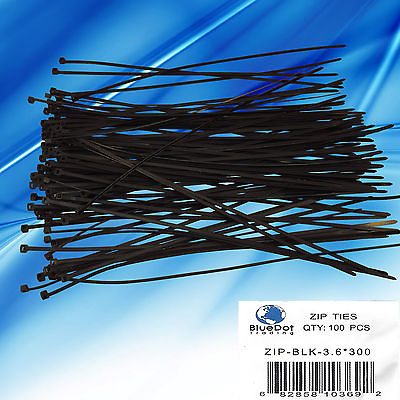 #ad 100 Pack Lot Pcs 12quot; Inch UV Resistant Nylon Cable Zip Wire Tie BLACK 40 lbs