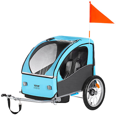 #ad VEVOR Child Bike Trailer Foldable Steel Bicycle Trailer Kid Carrier 60 lbs Load