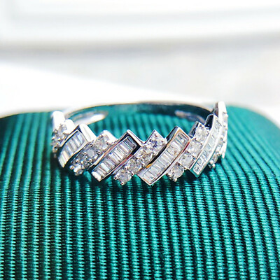#ad Women Cubic Zircon Jewelry Elegant Wedding Ring 925 Silver Plated Ring Sz 6 10