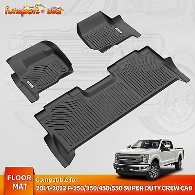 #ad Floor Mats for 2017 2024 Ford F 250 F 350 Super Duty Crew Cab TPE All Weather