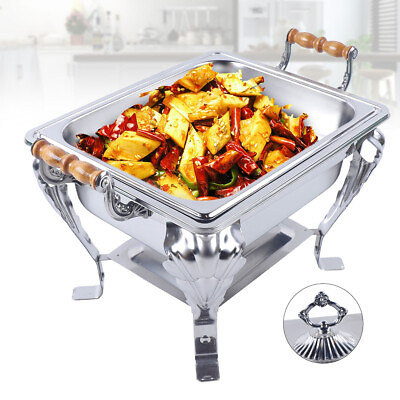 #ad 4PCS Chafing Dish Food Container Stainless Half Chafing Dish Size Buffet Caterin