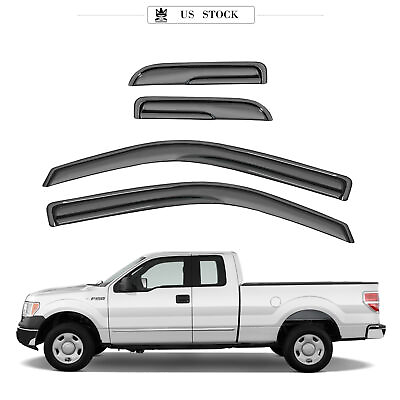#ad Window Sun Visors Rain Guards Shields 3D Style for 2004 2014 F150 Extended Cab