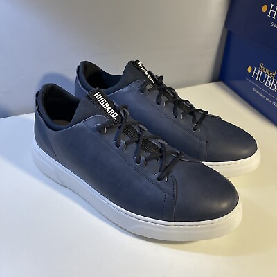 #ad Samuel Hubbard #x27;Flight#x27; Navy Blue Leather Lightweight Comfort Sneakers