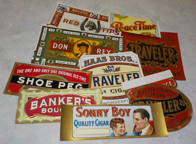 #ad VTG LOT OF 10 CIGAR TOBACCO BOX LABEL EMBOSSED COLLECTABLE TOBACCO SONNY BOY