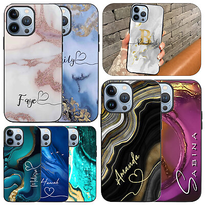 #ad Marble Case Personalised Phone Silicone Cover For iPhone 15 Pro Max 14 13 12 11