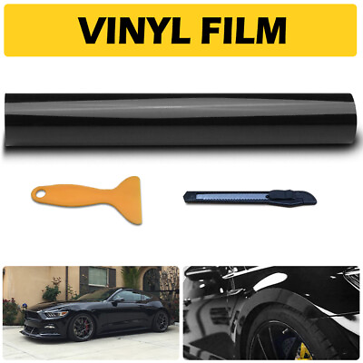 #ad 59inch High Quality Gloss Black Wrap Vinyl Car Sticker Film Decal Bubble Free ED