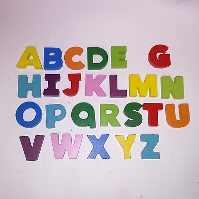 #ad Set of 25 Alphabet Letter Wooden Colorful Educational Learning Letter F Missing