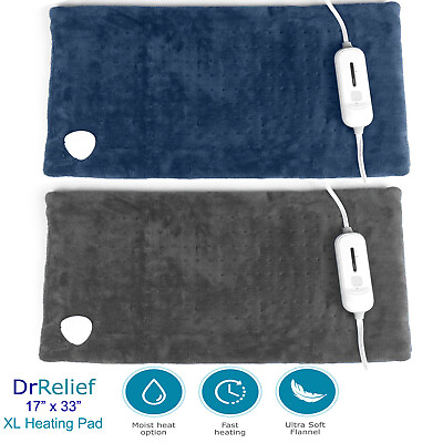 #ad Extra Large Heating Pad Ultra Soft 17quot; x 33quot; w Temp Control Use Wet Or Dry